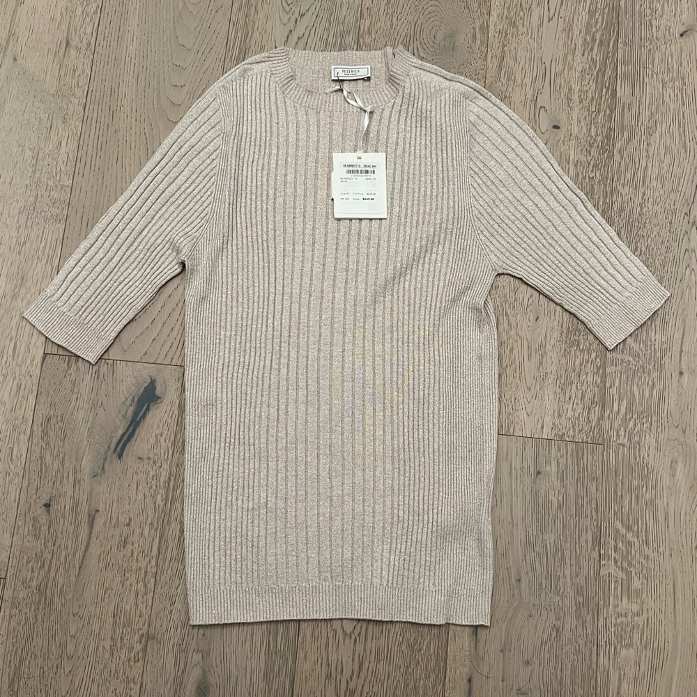 Peserico Cream Ribbed Crew Neck Sweater